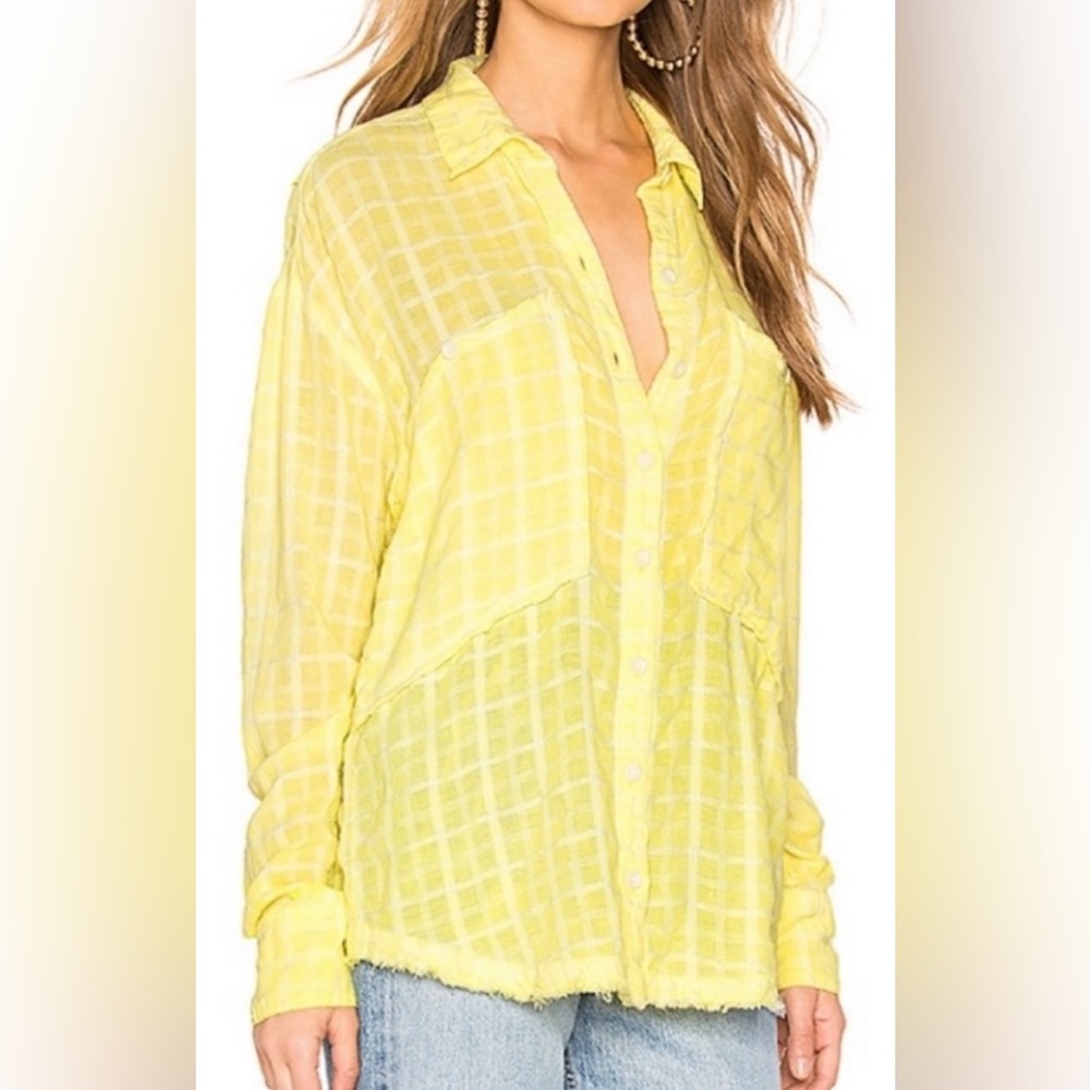 Free People Loveland Button Down Shirt Windowpane